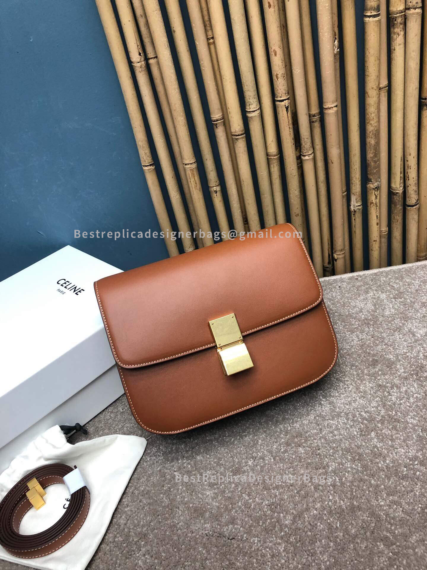 Celine Medium Classic Box Bag Tan Smooth Calfskin